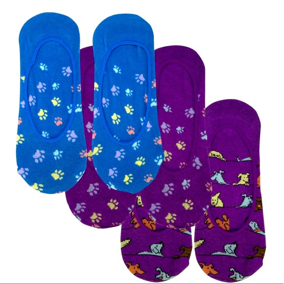Dog Paws Galore Graphic No Slip No Show Socks 3PK. - Picture 1 of 7